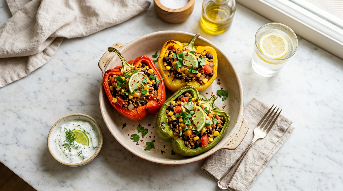 Stuffed Bell Peppers with Ground Turkey
