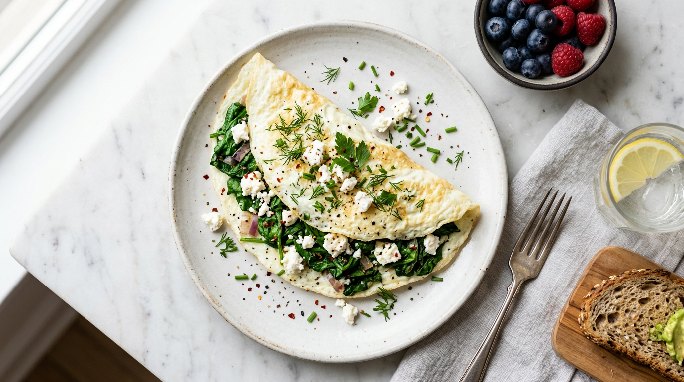 Egg White Omelet with Spinach and Feta