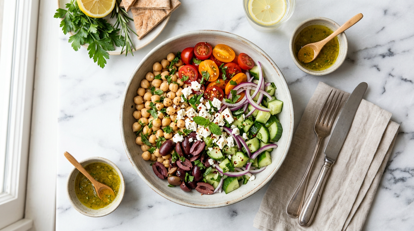 Mediterranean Chickpea and Feta Salad