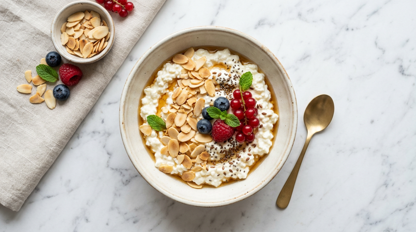 Cottage Cheese with Sliced Almonds