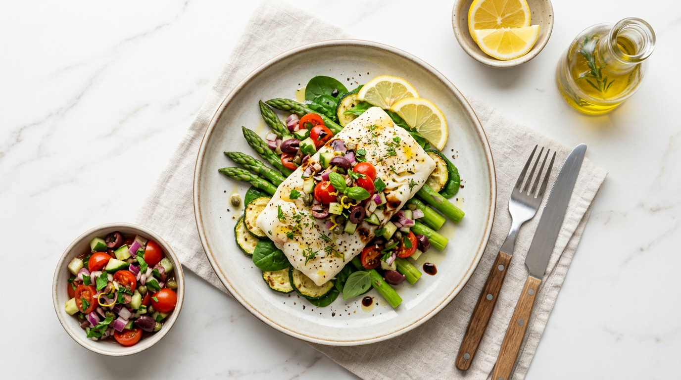 Baked Cod with Mediterranean Salsa