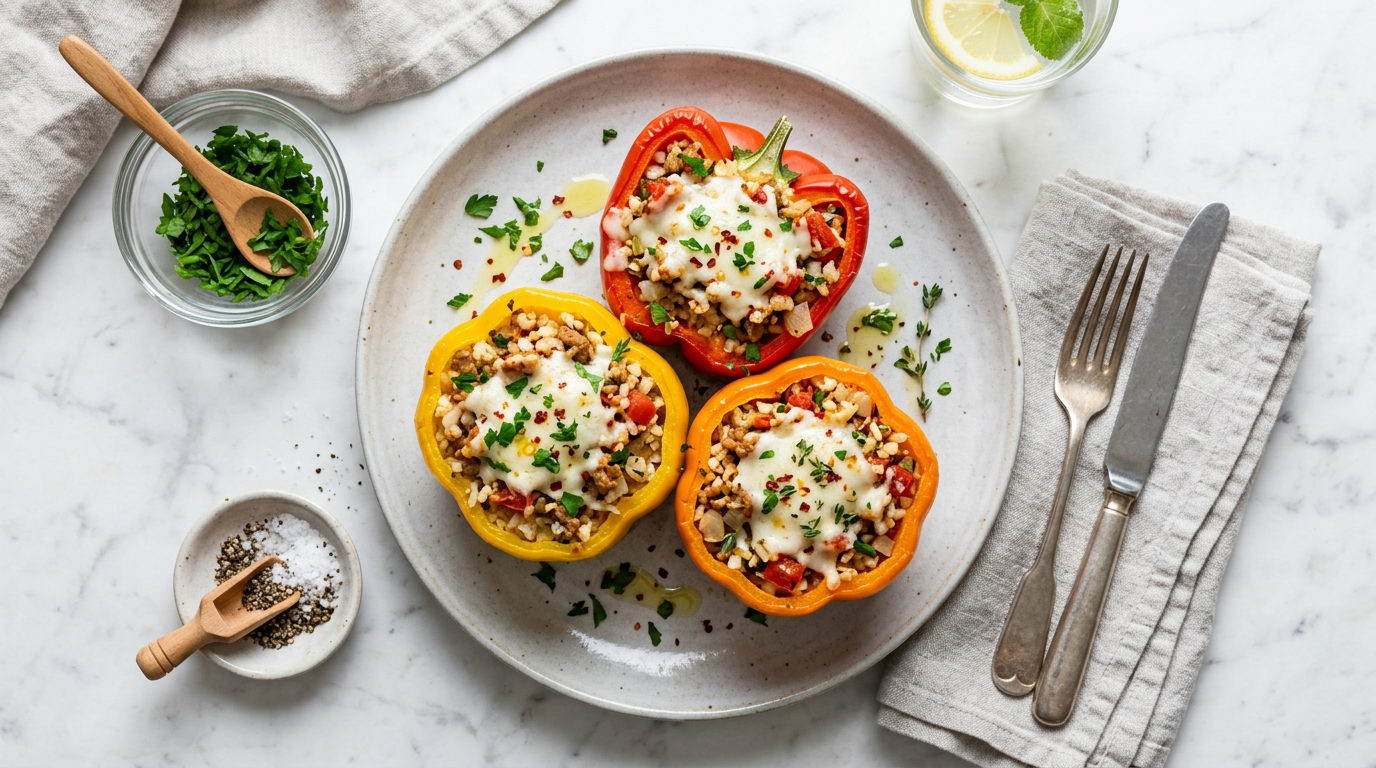 Stuffed Bell Peppers with Cauliflower Rice