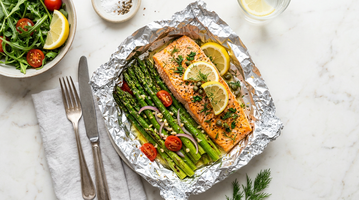 Salmon and Asparagus Foil Pack