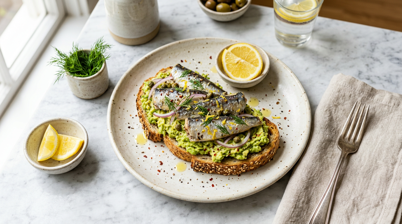 Sardines on Whole Grain Toast with Avocado