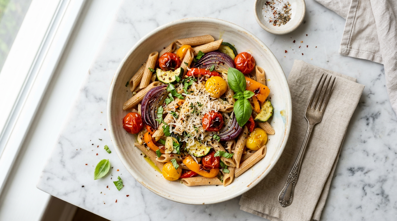 Whole Wheat Pasta with Roasted Vegetables