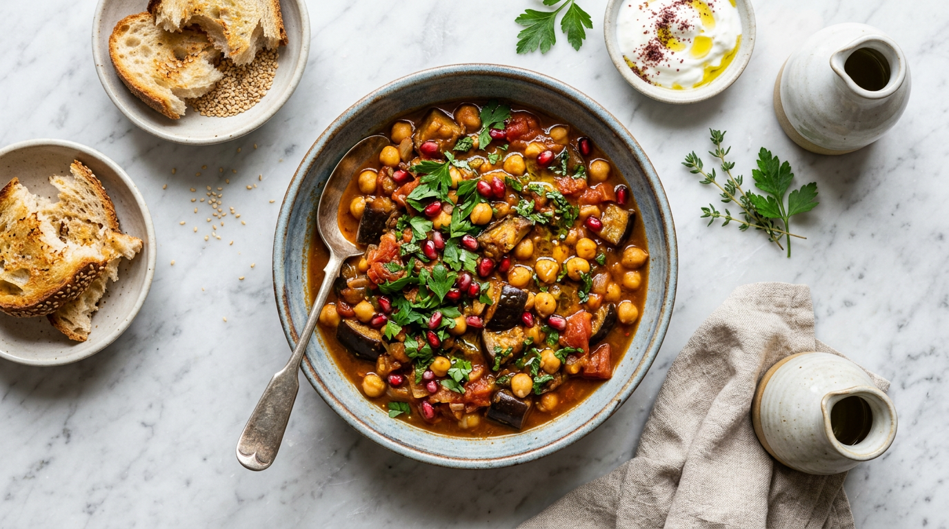 Roasted Eggplant and Chickpea Stew