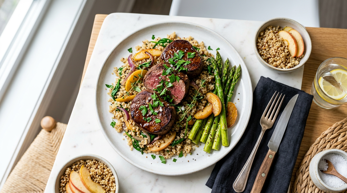 Beef Medallions with Apple and Quinoa