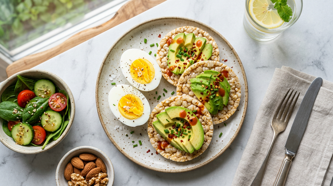 Hard-Boiled Eggs & Rice Cakes