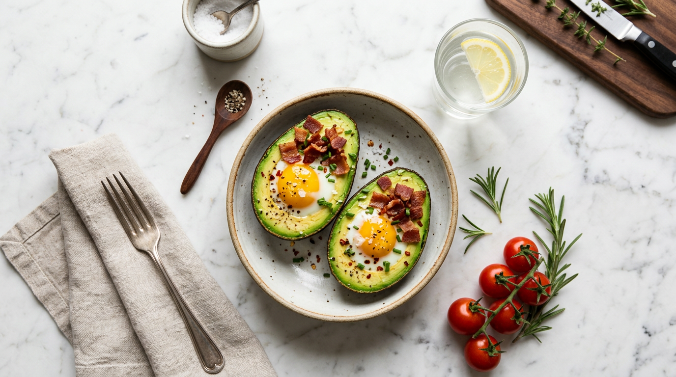 Baked Avocado with Egg and Bacon