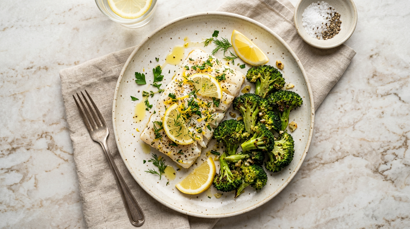 Lemon Herb Cod with Broccoli