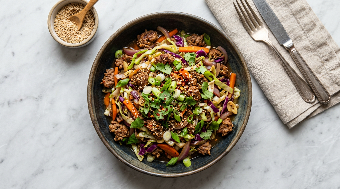 Ground Beef and Cabbage Stir-fry