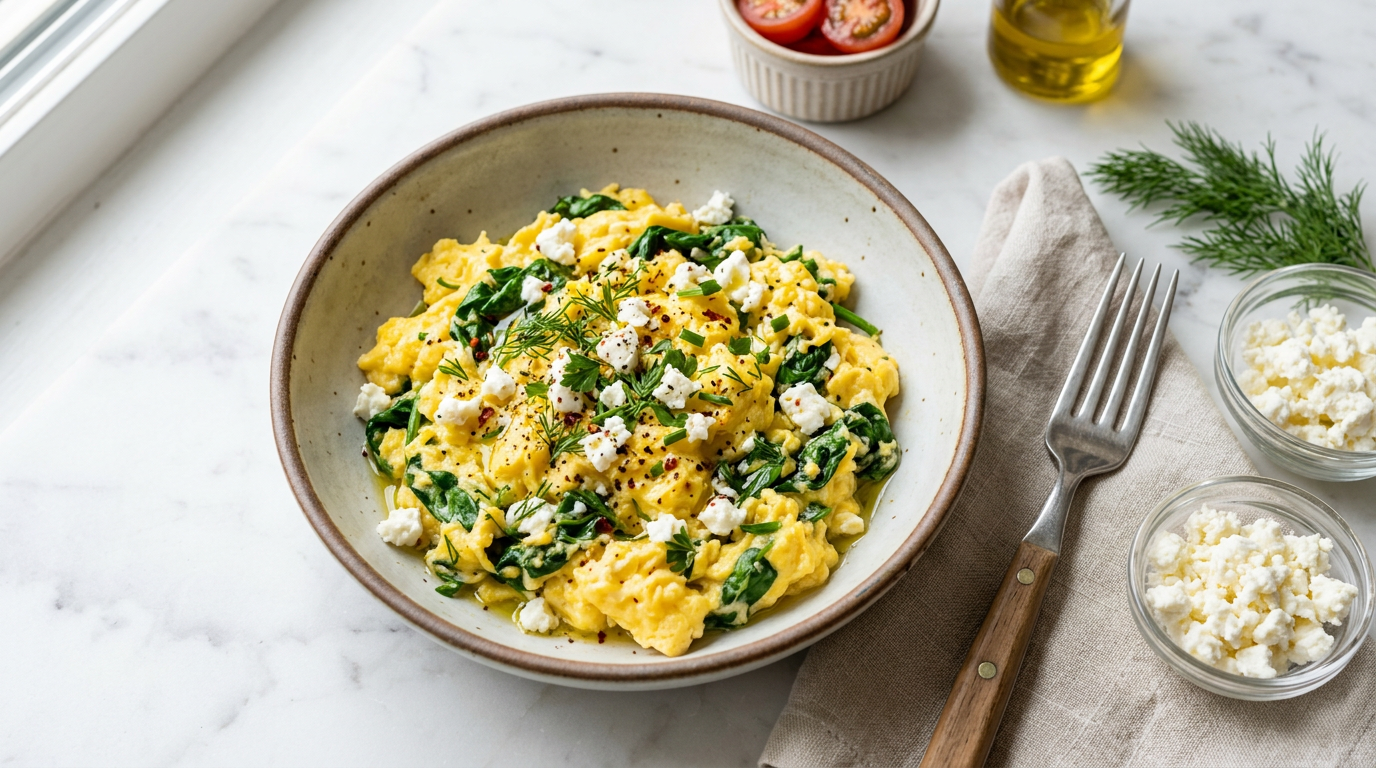 Spinach & Feta Scrambled Eggs