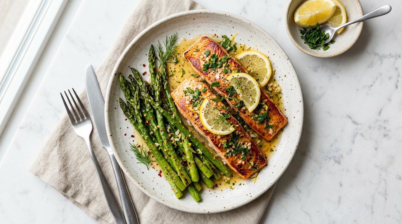 Lemon Garlic Butter Salmon & Asparagus