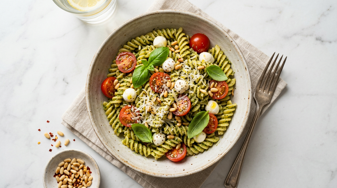 Pesto Pasta with Cherry Tomatoes