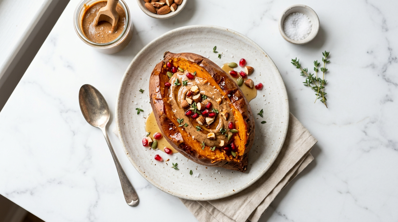 Baked Sweet Potato with Almond Butter