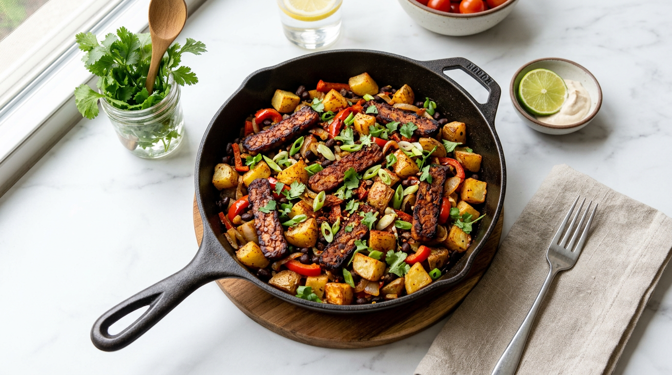 Tempeh Bacon and Potato Hash