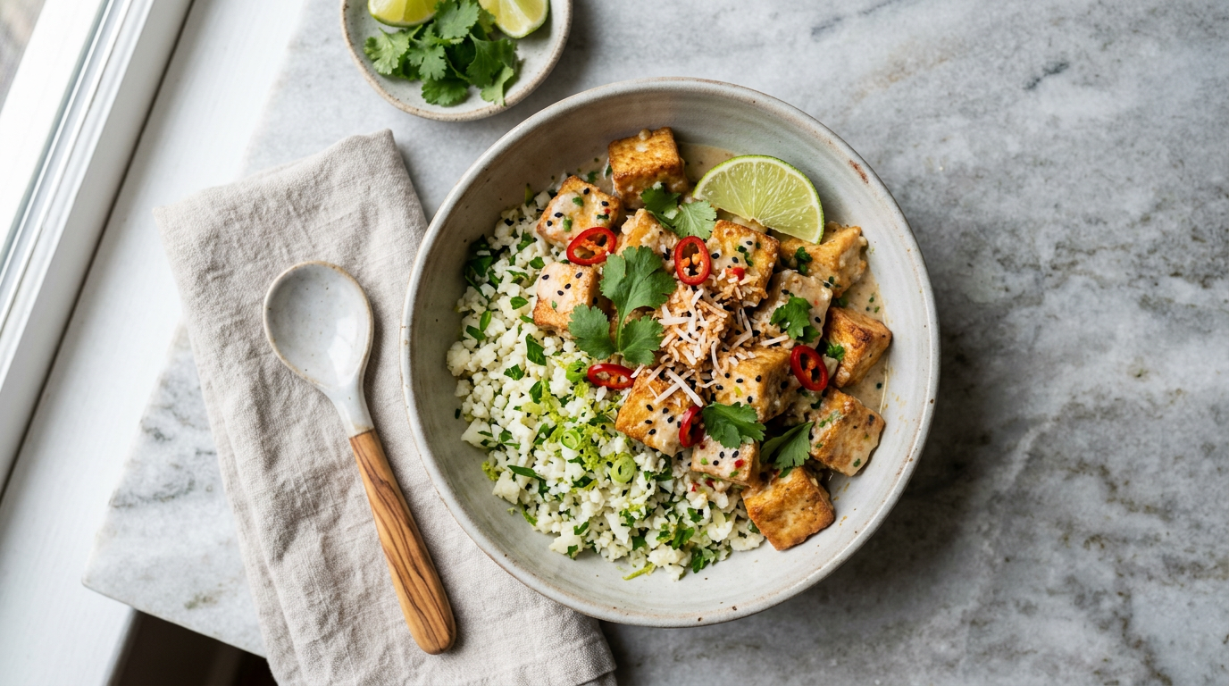 Coconut Lime Tofu with Cauliflower Rice