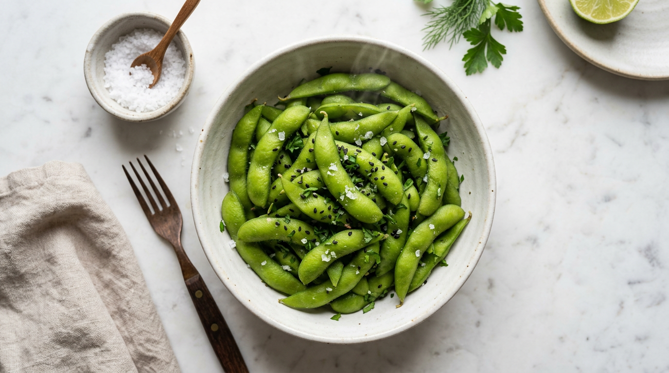 Steamed Edamame with Sea Salt