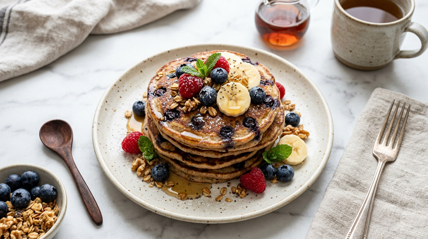 Whole Wheat Blueberry Pancakes