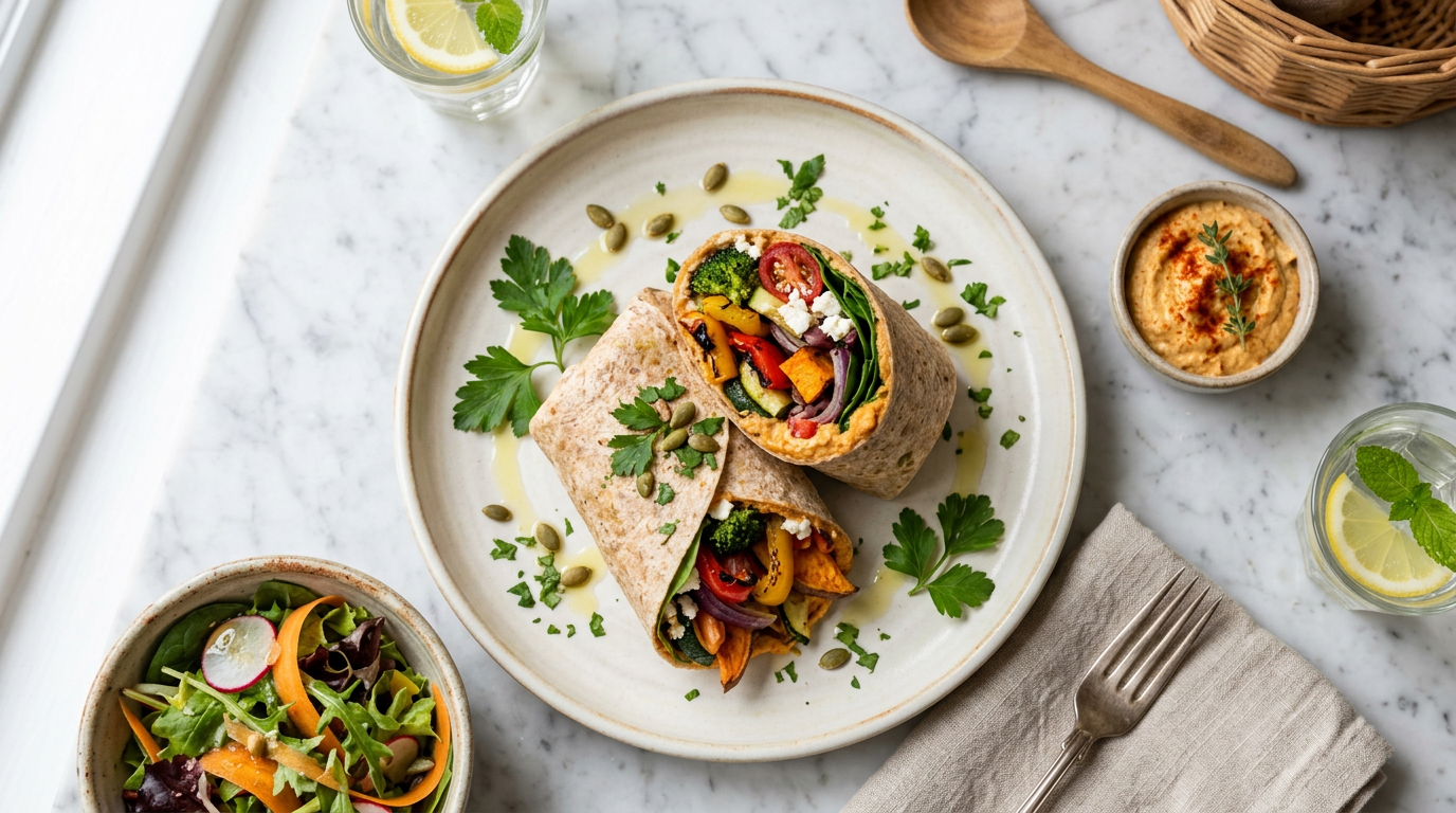 Roasted Veggie and Hummus Wrap