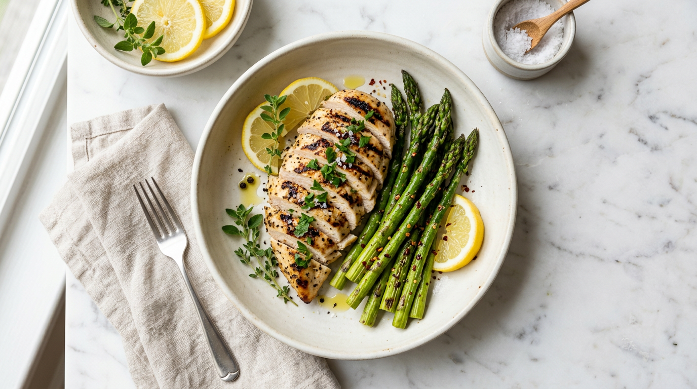 Lemon Herb Grilled Chicken with Asparagus