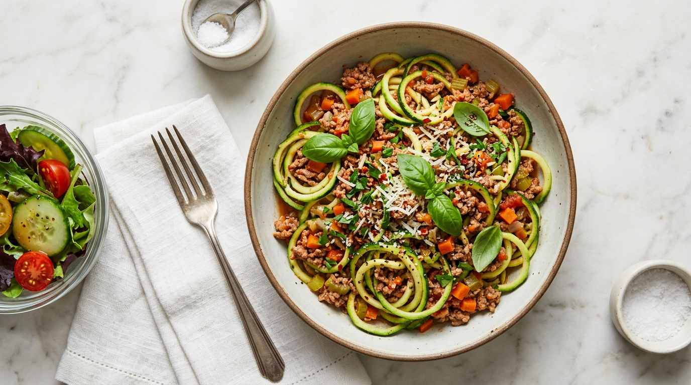 Zucchini Noodles with Lean Ground Beef