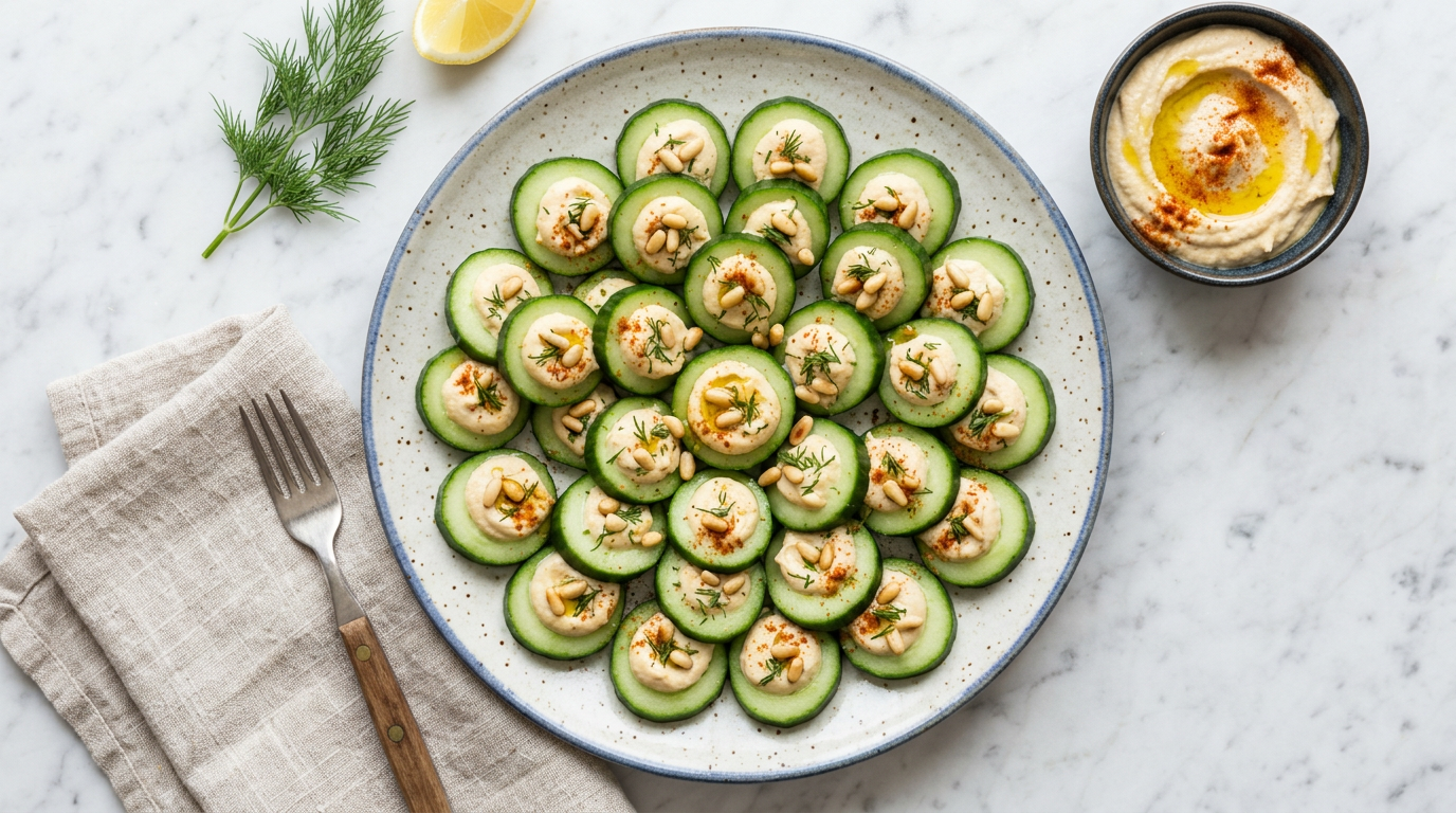 Cucumber Slices with Hummus