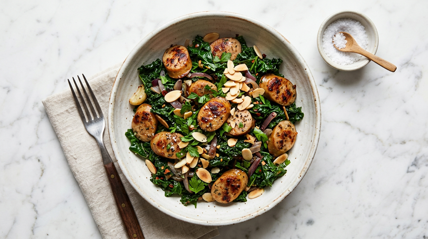 Chicken Sausage and Sautéed Kale