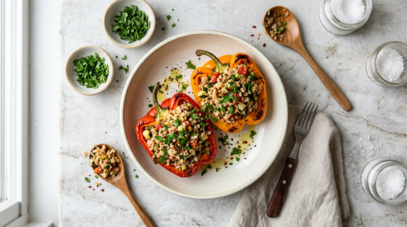 Stuffed Bell Peppers with Cauliflower Rice