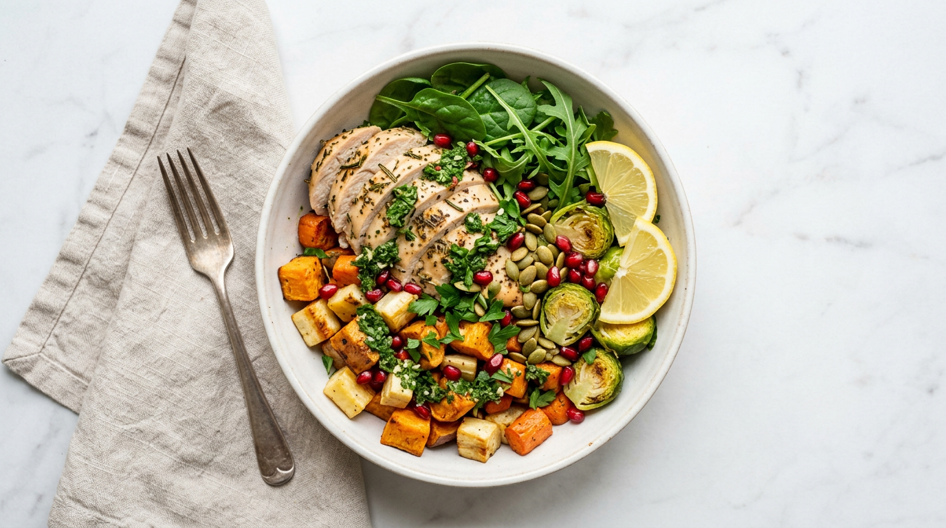 Roasted Chicken and Root Vegetable Bowl
